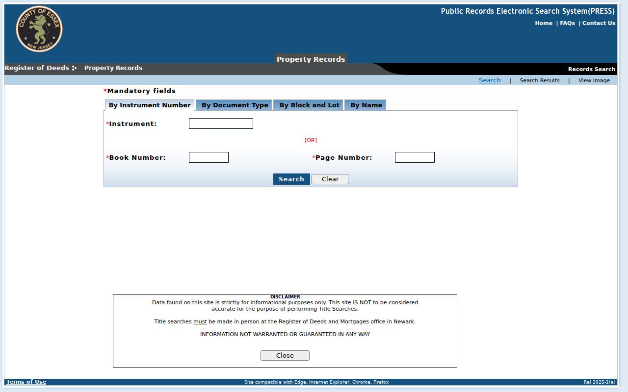 Millburn residents directory Essex deed index search